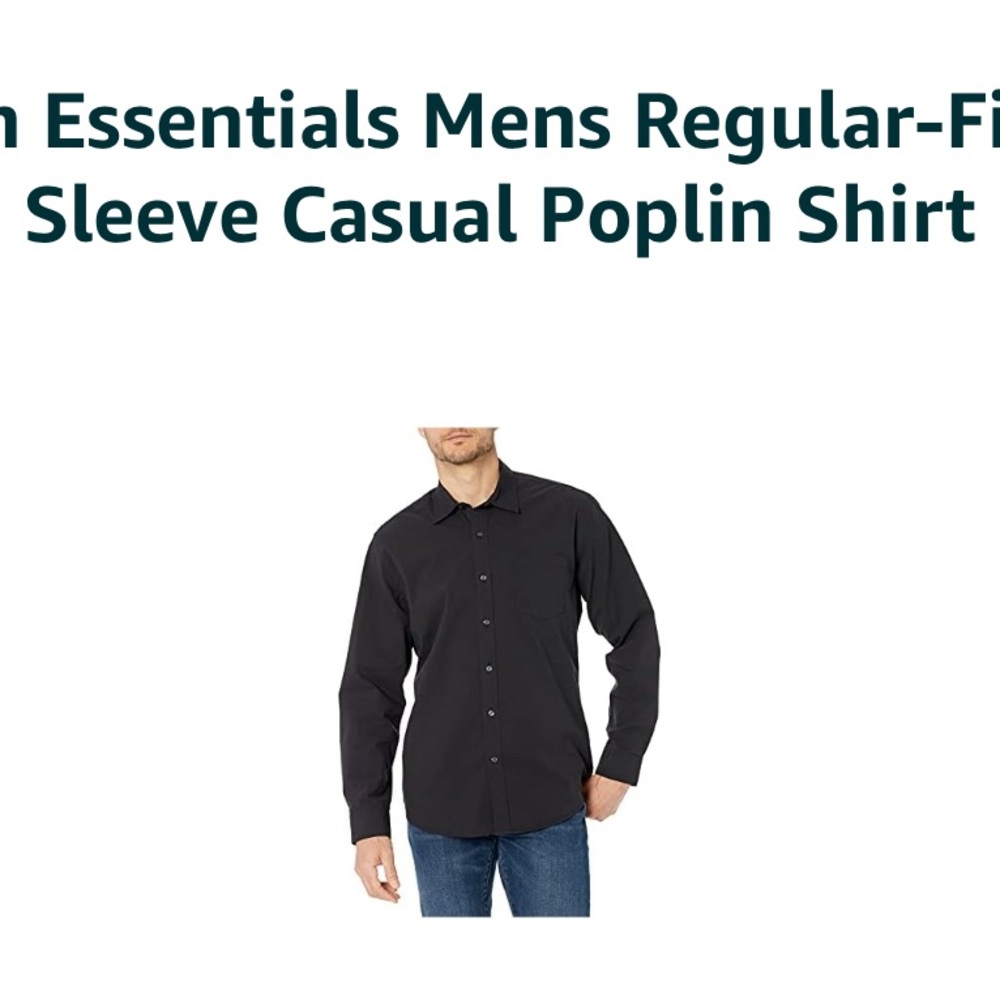 Amazon Essentials Men's Casual Black Button Down Shirt XL NWT
